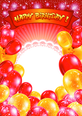 happy birthday colorful balloons background set