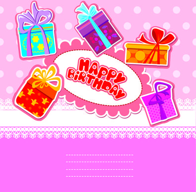happy birthday gift cards design vector