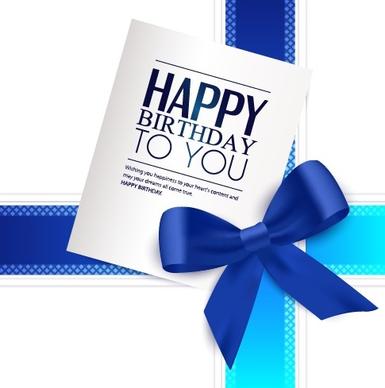 happy birthday greeting card with bow vector