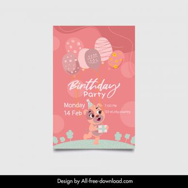 happy birthday invitation card template cute stylized puppy