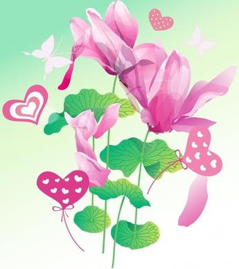 flowers background violet lotus and butterfly design