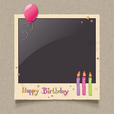 happy birthday photo frame background vector