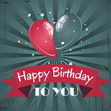 happy birthday vintage card with balloons vector