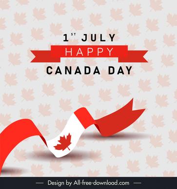 happy canada day poster template 3d waving ribbon flag leaves decor 