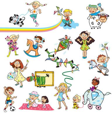 happy childhood design vector set