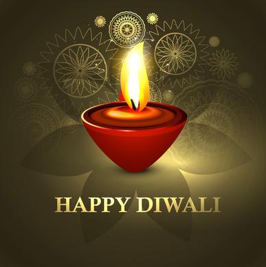 happy diwali beautiful diya colorful hindu festival background illustration