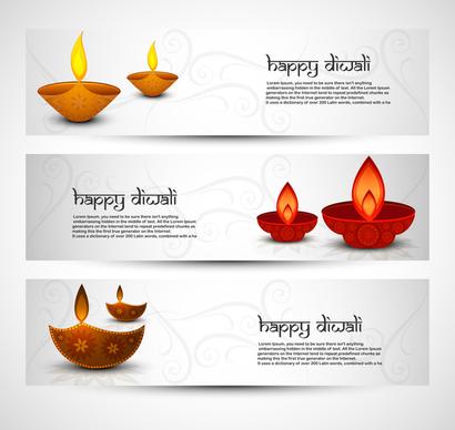 happy diwali stylish colorful set of headers design