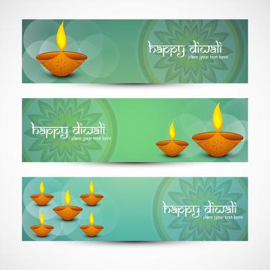 happy diwali stylish colorful set of headers design