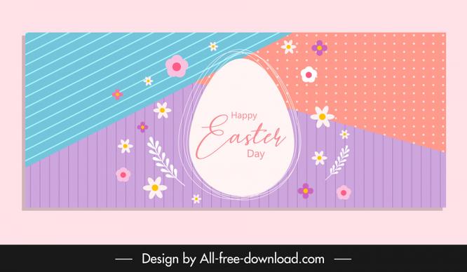 happy easter banner flat egg floral decor