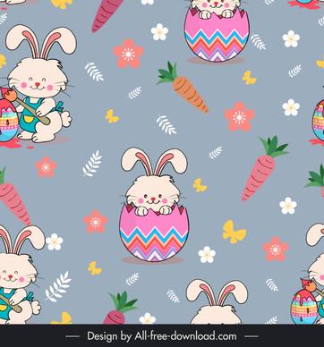 happy easter pattern template cute rabbit hatched egg carrot floras decor