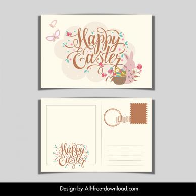 happy easter postcard dynamic calligraphy bunny butterflies