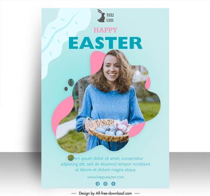 happy easter poster template happy lady eggs decor