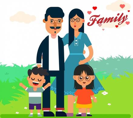 happy family background cartoon characters decor