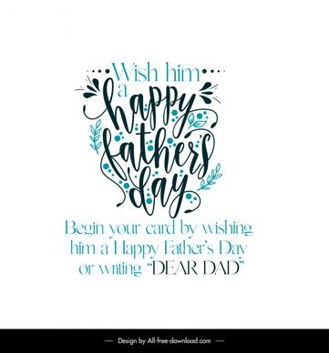 happy fathers day quotation template dynamic handdrawn calligraphy leaves 