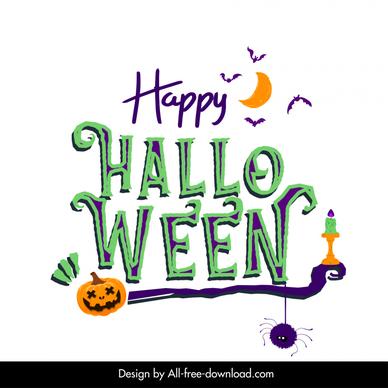 happy halloween and trick or treat design elements classical texts horror elements sketch