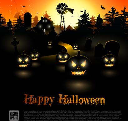 happy halloween backgrounds vector set