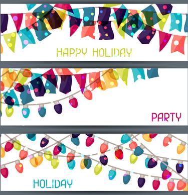 happy holiday banners creative vector