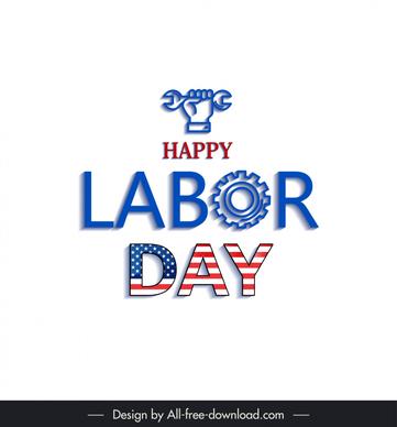 happy labor day sign template texts gear wrench hand sketch