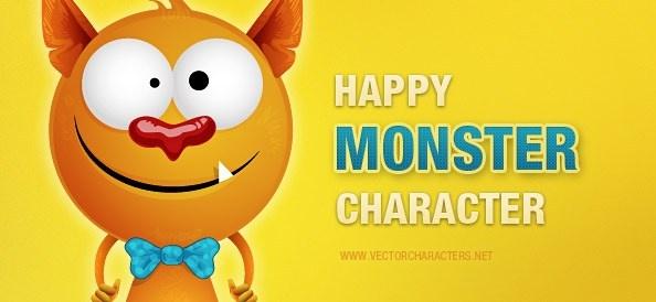 happy monster vector character