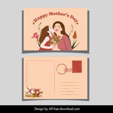 happy mother day postcard template cute classic cartoon 