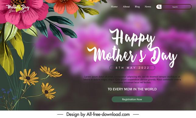  happy mothers day landing page template elegant blurred design petals decor