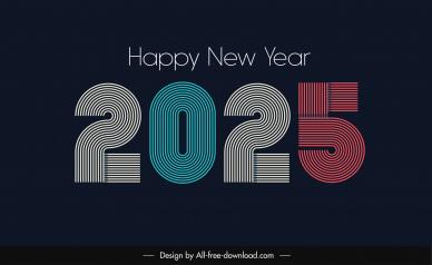 happy new year 2025 banner template flat numbers layout