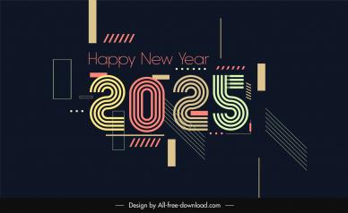 happy new year 2025 elegant dark geometric stripes numbers