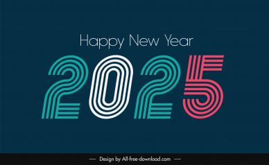happy new year 2025 flat lines numbers layout
