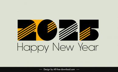 happy new year 2025 template flat dark bolted number stripes
