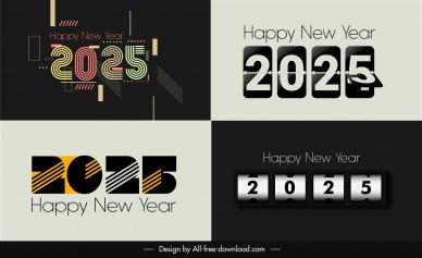 happy new year 2025 templates collection elegant contrast shapes