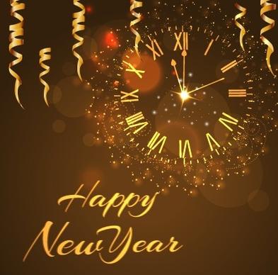 happy new year golden elements background vector