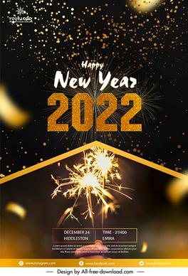 happy new year poster template sparkling realistic fireworks decor