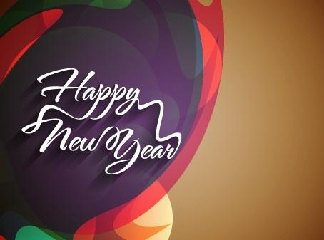 happy new year text with holiday background vector