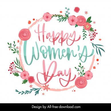 happy womens day poster template elegant flowers leaves decor
