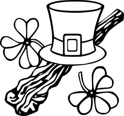 Hat And Shillelagh clip art