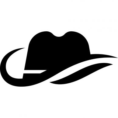 hat cowboy sign icon flat silhouette side sketch curves decor