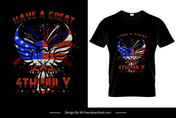 have a great 4th july tshirt template dark retro grunge eagle wings usa flag element decor