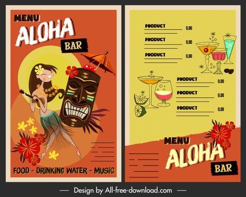 hawai drink menu template colorful classic decor