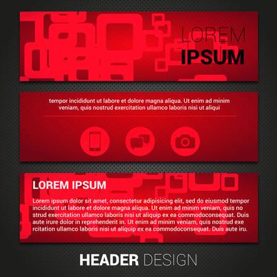 header template sets with geometric dark red background