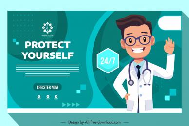 healthcare banner template dynamic smiling doctor