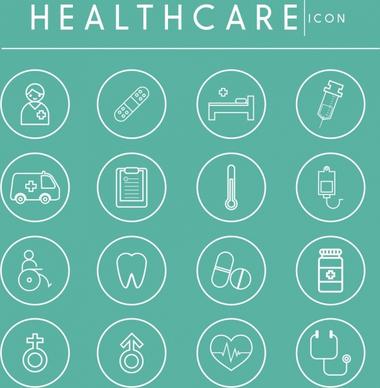 healthcare design elements flat icons sketch