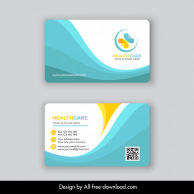 healthcare hospital business card template elegant waving curves decor