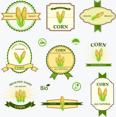 healthy food labels corn vector