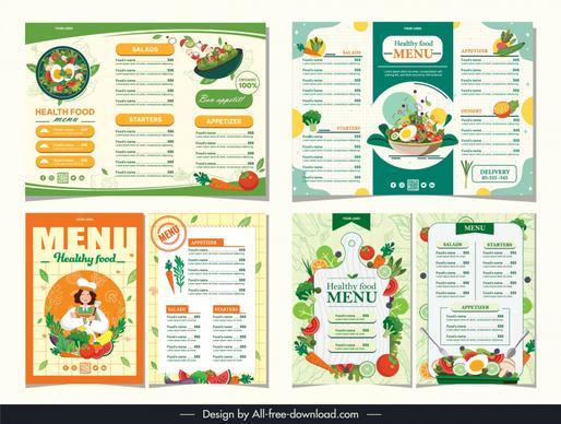 healthy food menu template elegant flat 
