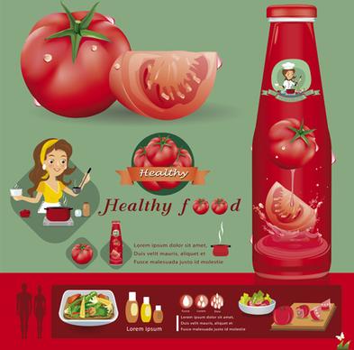 healthy food tomato creative poster vector