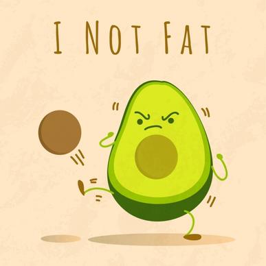 healthy fruit banner cute stylized avocado icon decor
