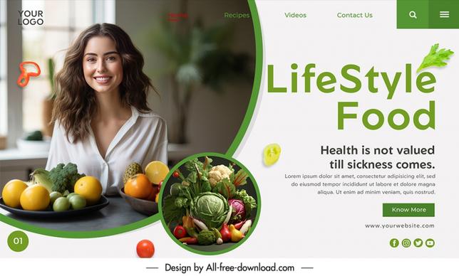 healthy  lfiestyle landing page template elegant smiling woman