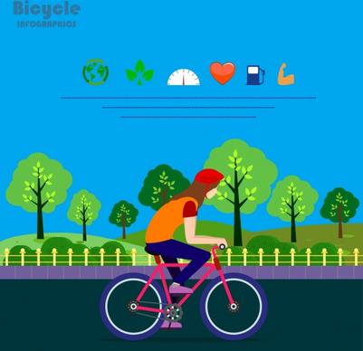 healthy life infographic bicycle rider icon