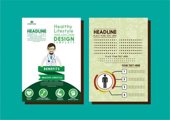 healthy lifestyle brochure doctor and vignette design
