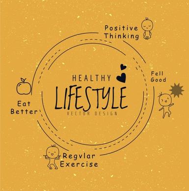 healthy lifestyle concept infographic flat retro circle decor